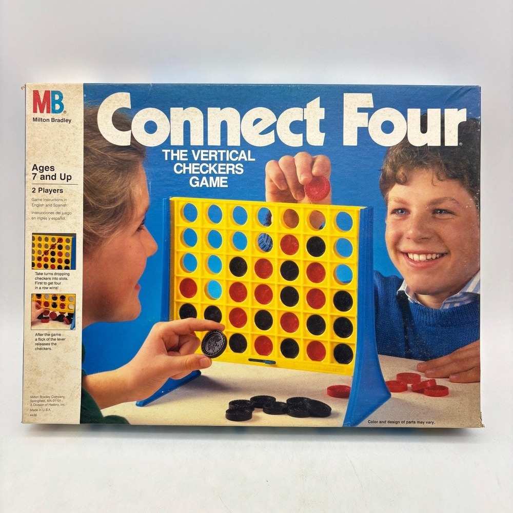Vintage 1990 Connect Four Board Game Milton Bradley 4430 COMPLETE Classic 4